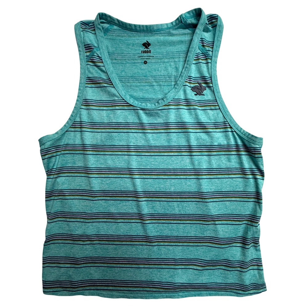 Rabbit RW273 Womens LG Running Tank Top Blue Stripe Lightweight Performance